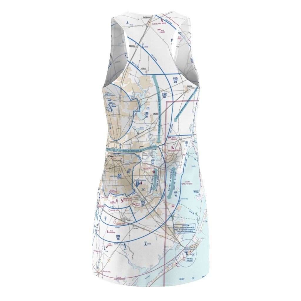 Houston Women's Flyway Chart Racerback Dress All Over Prints for women in aviation