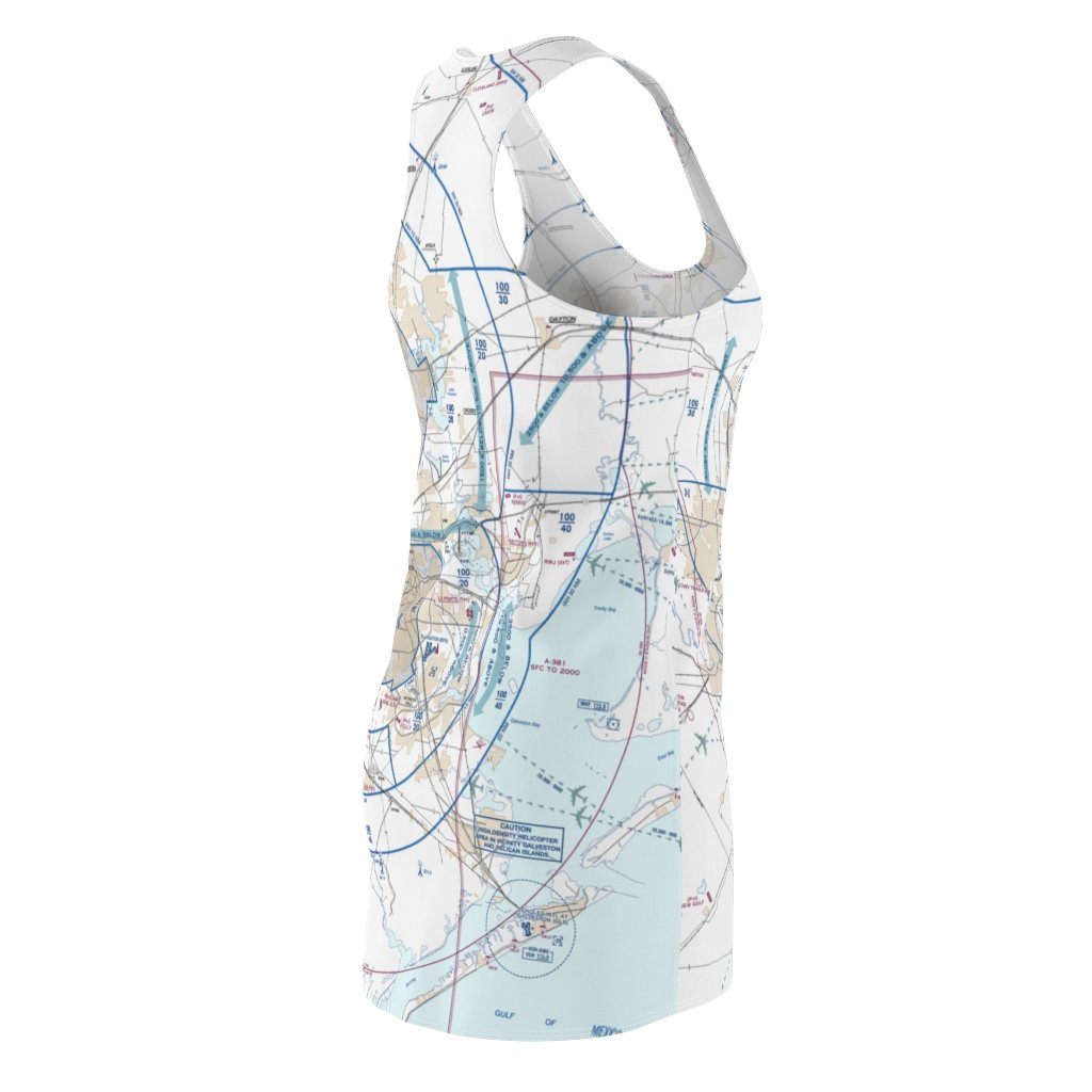 Houston Women's Flyway Chart Racerback Dress All Over Prints for women in aviation