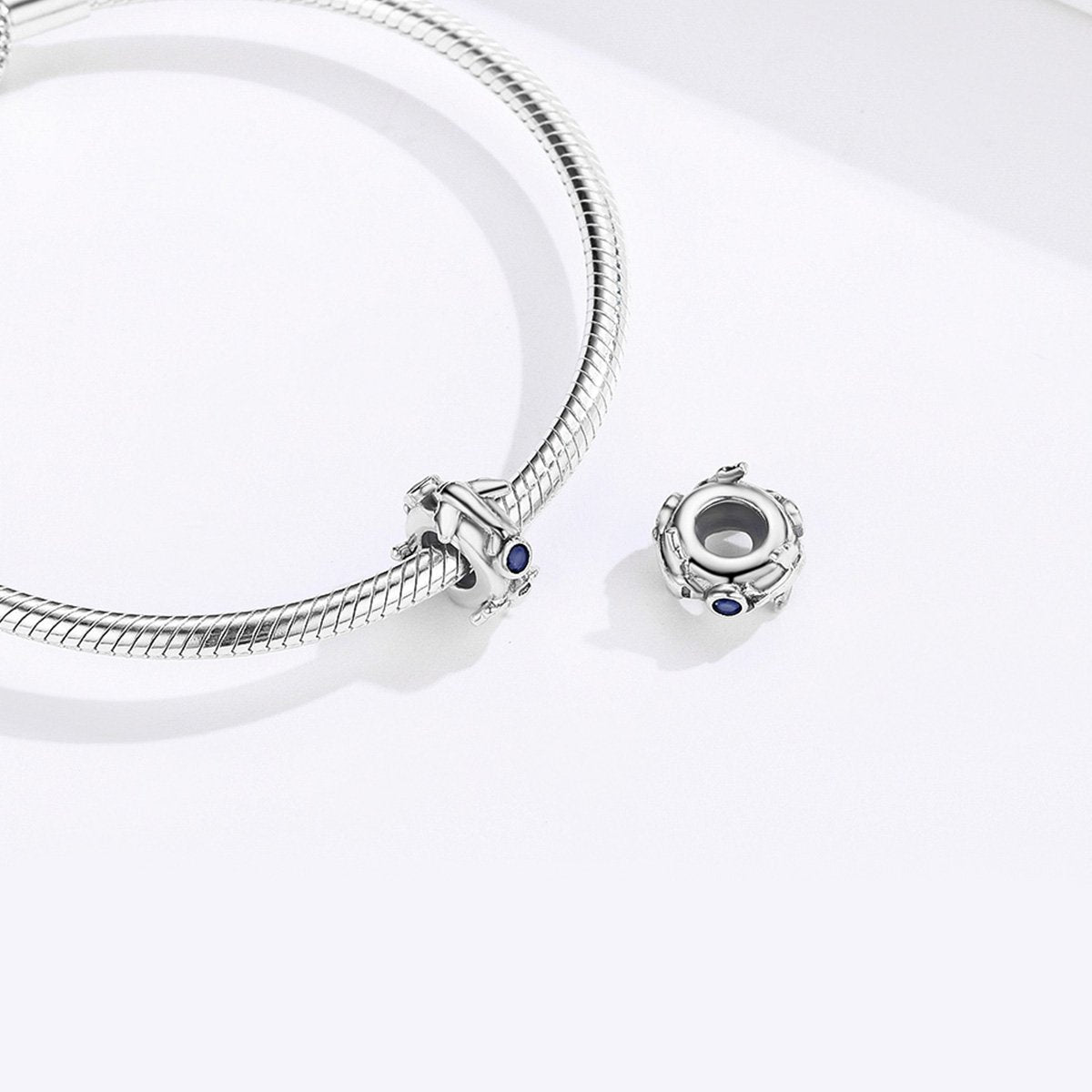 Jet Plane Spacer | Sterling Silver Blue CZs | Charm Charms & Pendants for women in aviation