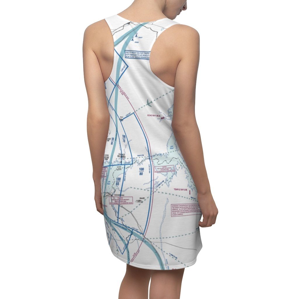 Las Vegas Women's Flyway Chart Racerback Dress All Over Prints for women in aviation
