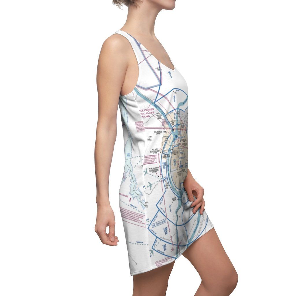 Las Vegas Women's Flyway Chart Racerback Dress All Over Prints for women in aviation