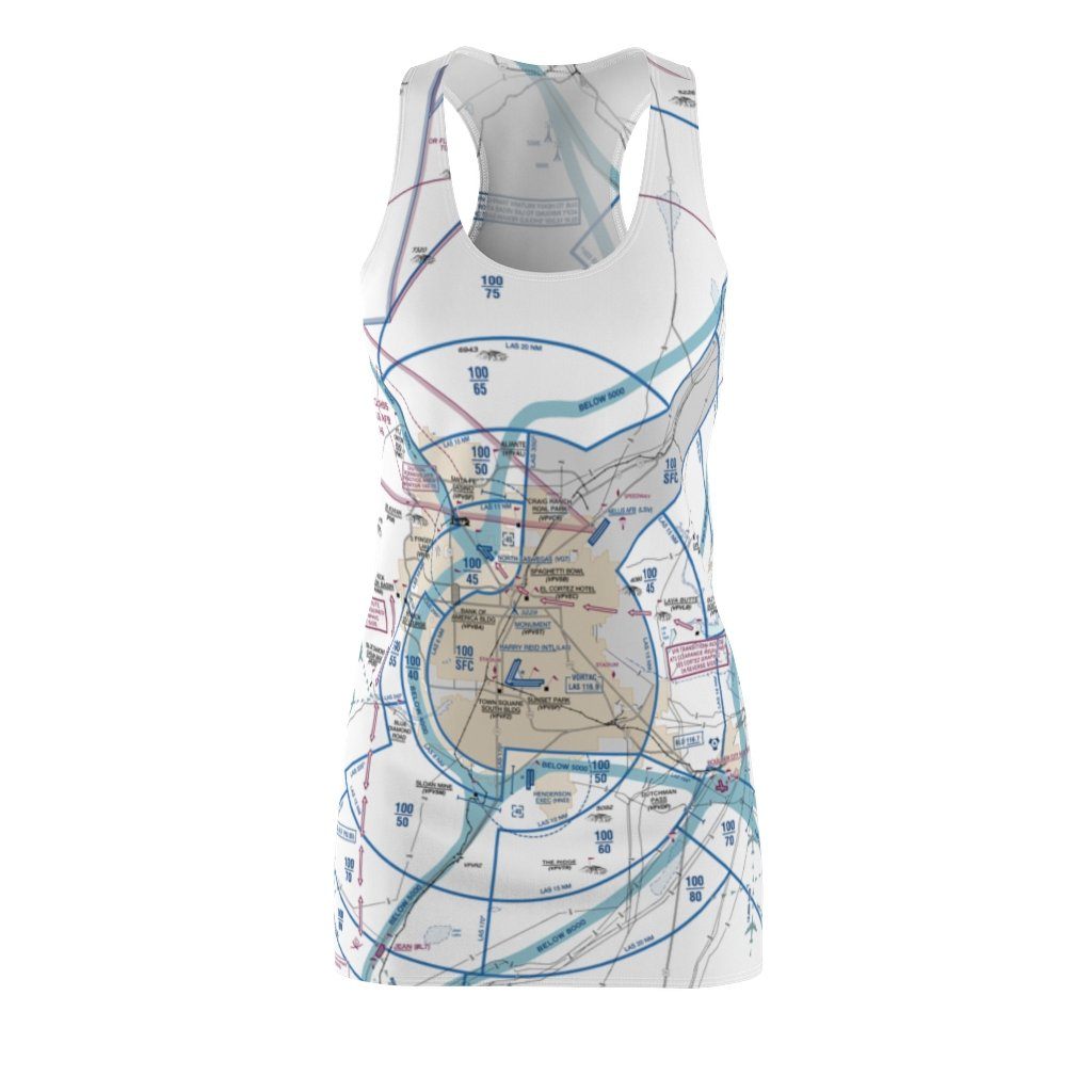Las Vegas Women's Flyway Chart Racerback Dress All Over Prints for women in aviation