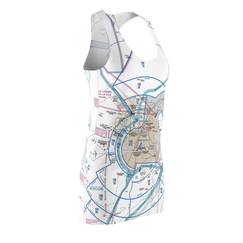 Las Vegas Women's Flyway Chart Racerback Dress All Over Prints for women in aviation