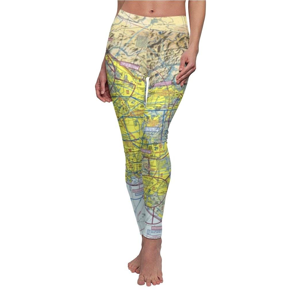 Los Angeles LAX BUR ONT Chart | Women's Casual Leggings All Over Prints for women in aviation