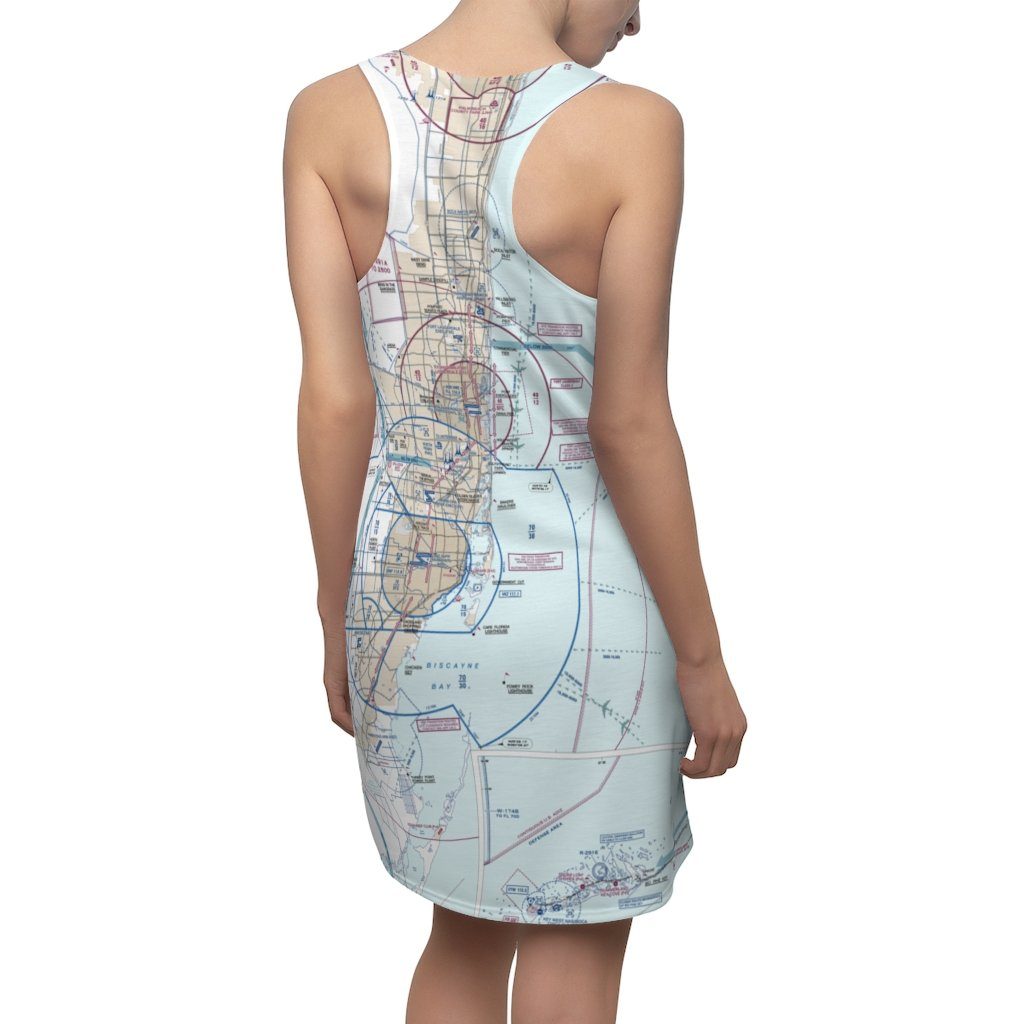 Miami Women's Flyway Chart Racerback Dress All Over Prints for women in aviation