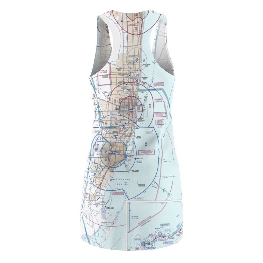 Miami Women's Flyway Chart Racerback Dress All Over Prints for women in aviation