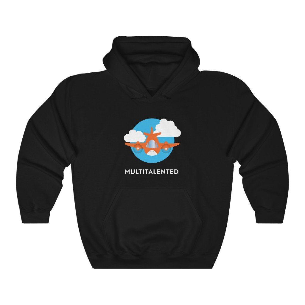Multitalented - Airplane | Multi-engine | 50/50 Unisex Hooded Sweatshirt Hoodie Black S for women in aviation