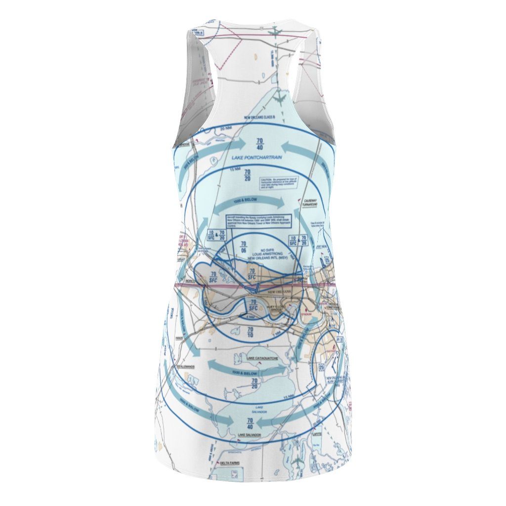 New Orleans Women's Flyway Chart Racerback Dress All Over Prints for women in aviation