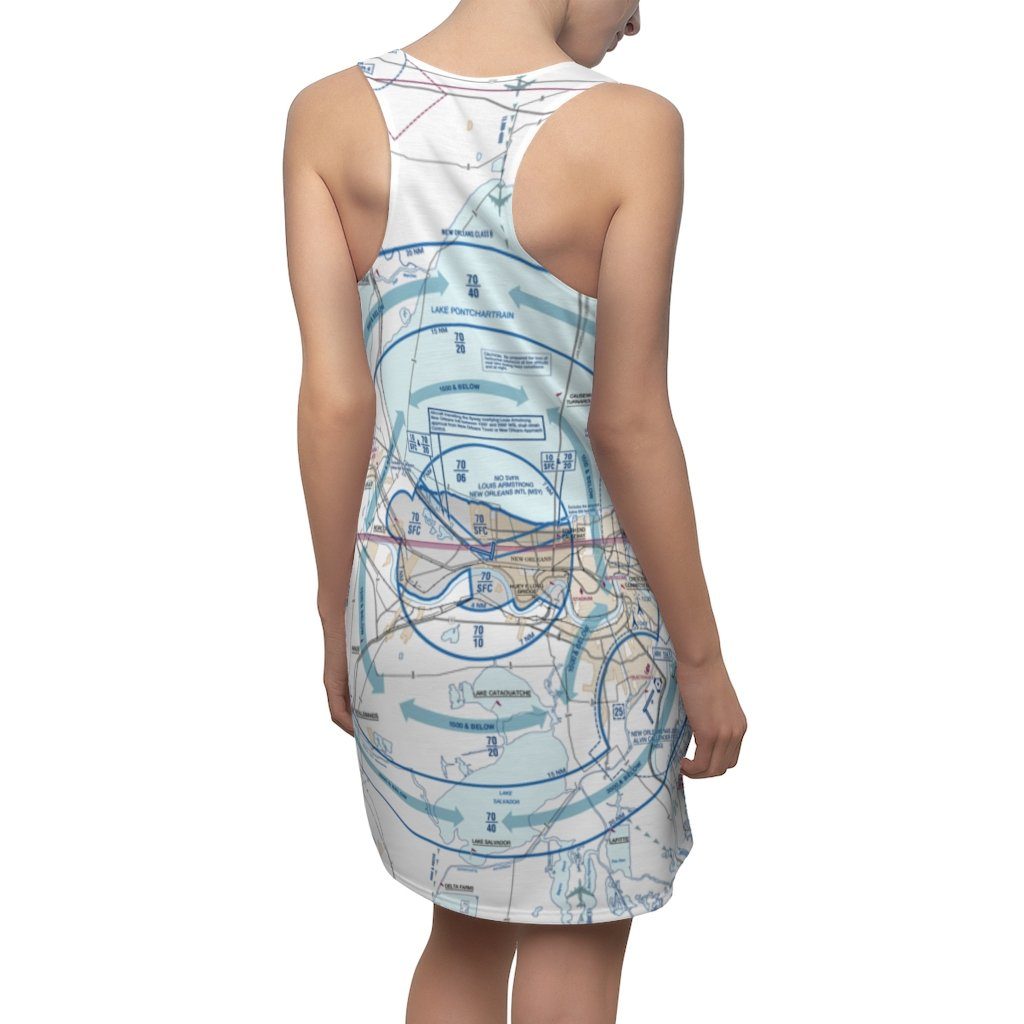 New Orleans Women's Flyway Chart Racerback Dress All Over Prints for women in aviation
