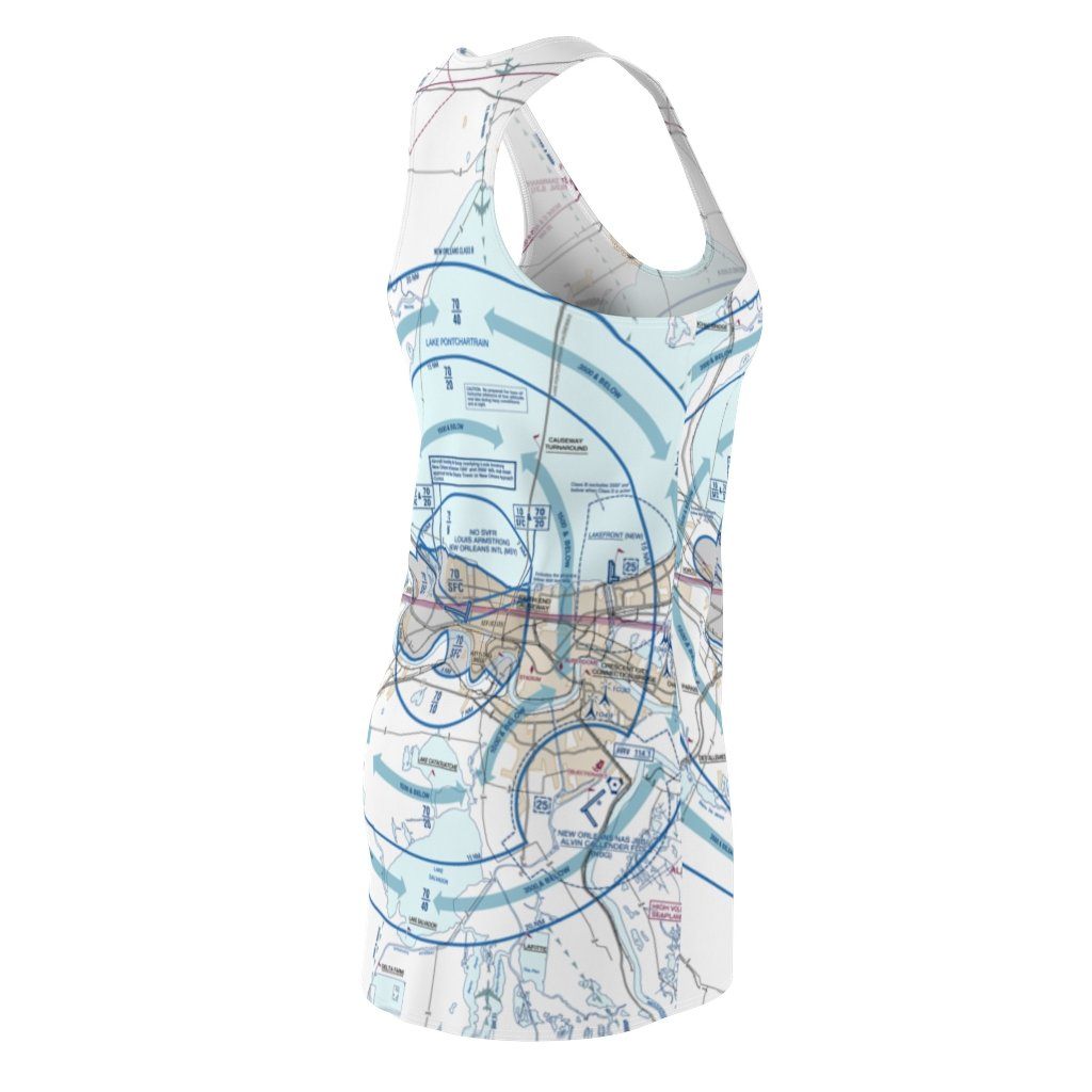 New Orleans Women's Flyway Chart Racerback Dress All Over Prints for women in aviation