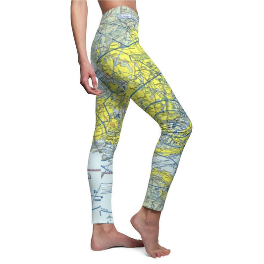 New York LGA JFK EWR Chart | Women's Casual Leggings All Over Prints White M for women in aviation