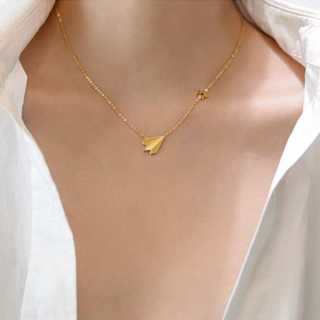 Paper Airplane Chasing a Star | Aviation Necklace Necklace for women in aviation