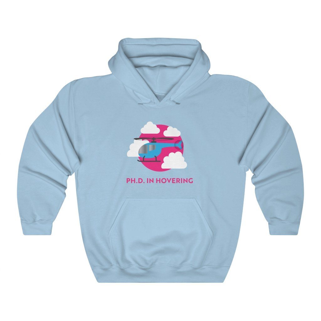 Ph.D. in Hovering - Helicopter | ATP | 50/50 Unisex Hooded Sweatshirt Hoodie Light Blue S for women in aviation