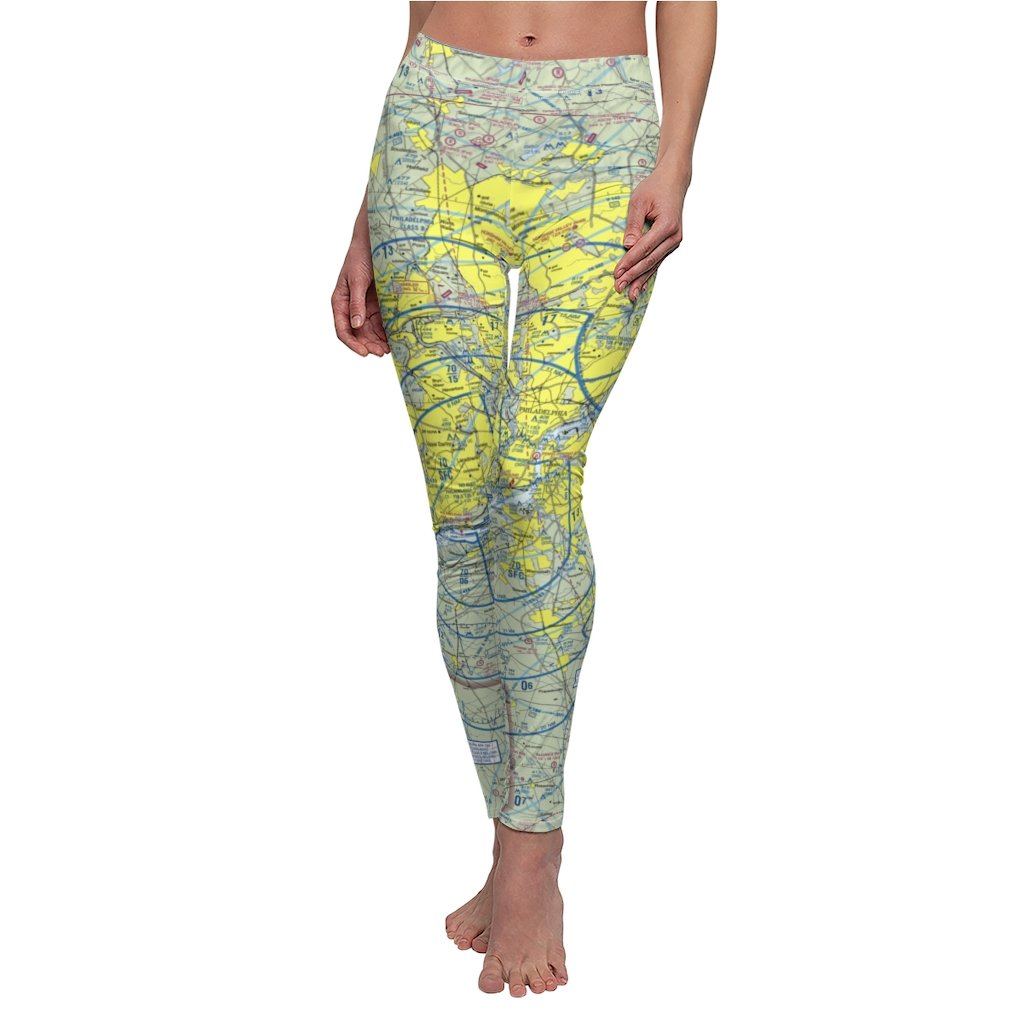 Philadelphia PHL Chart | Women's Casual Leggings All Over Prints for women in aviation