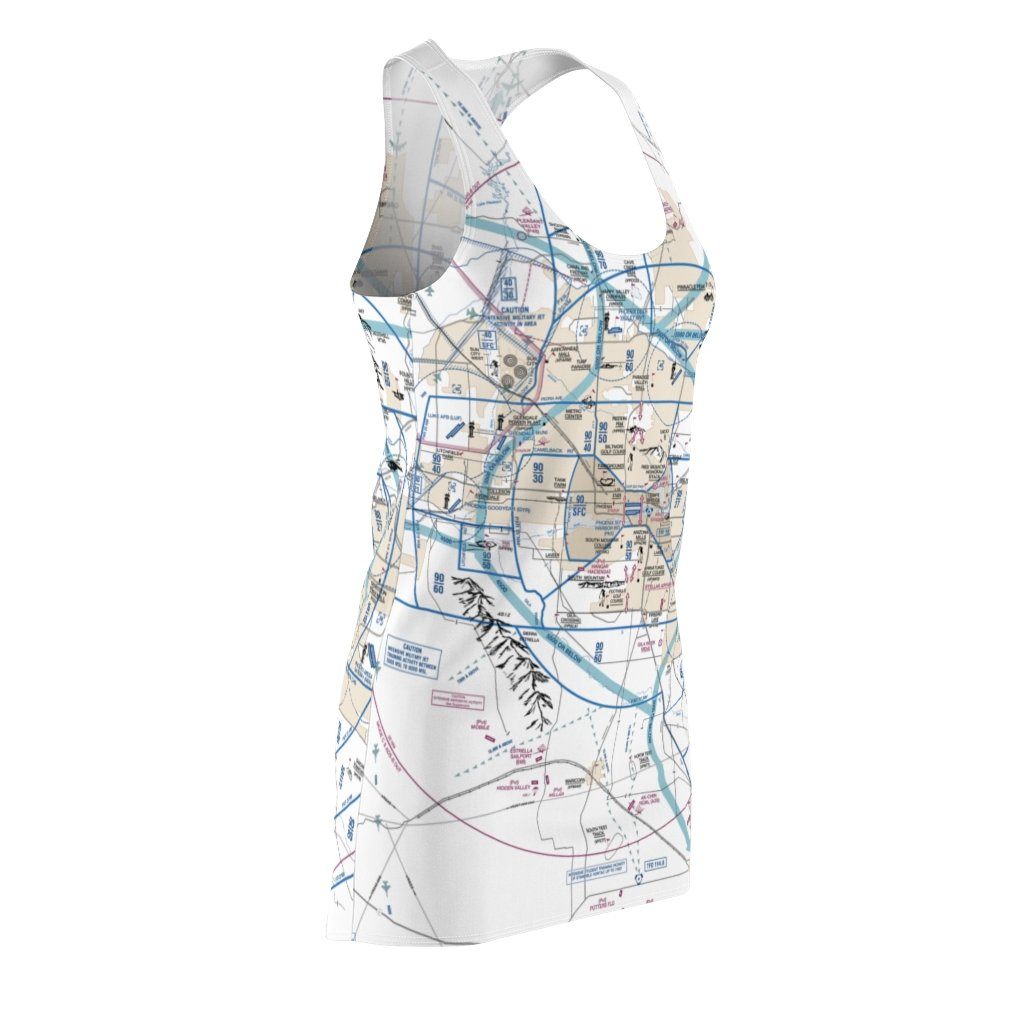 Phoenix Women's Flyway Chart Racerback Dress All Over Prints for women in aviation