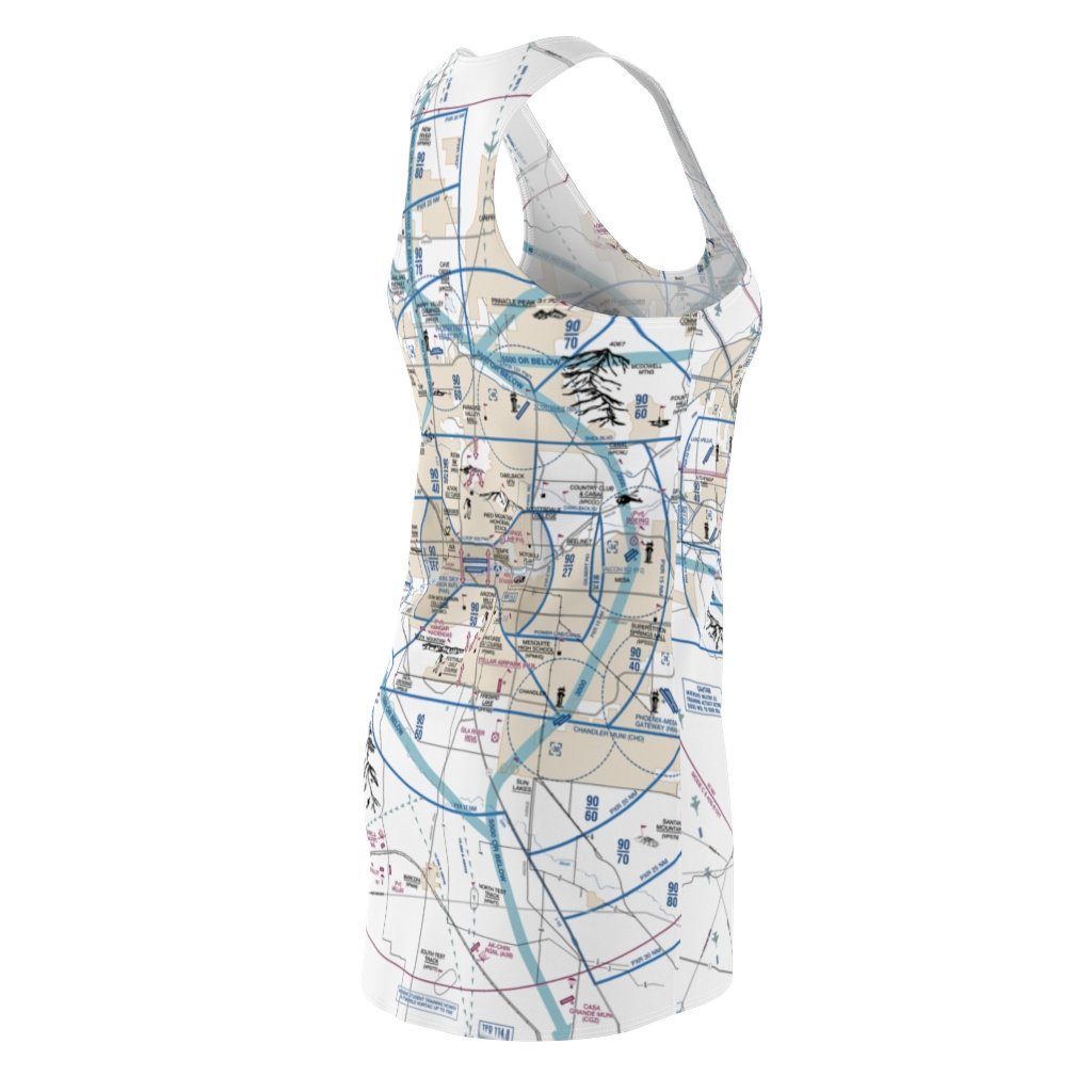Phoenix Women's Flyway Chart Racerback Dress All Over Prints for women in aviation