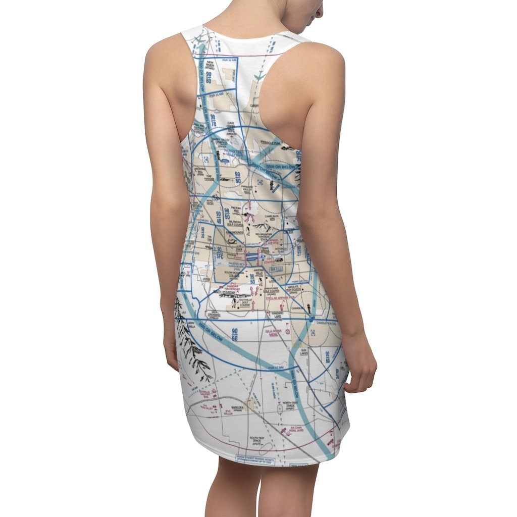 Phoenix Women's Flyway Chart Racerback Dress All Over Prints for women in aviation