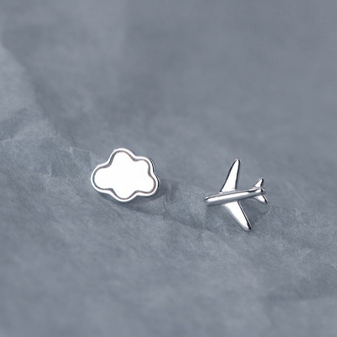 Cloud Plane Asymmetric Stud Earrings