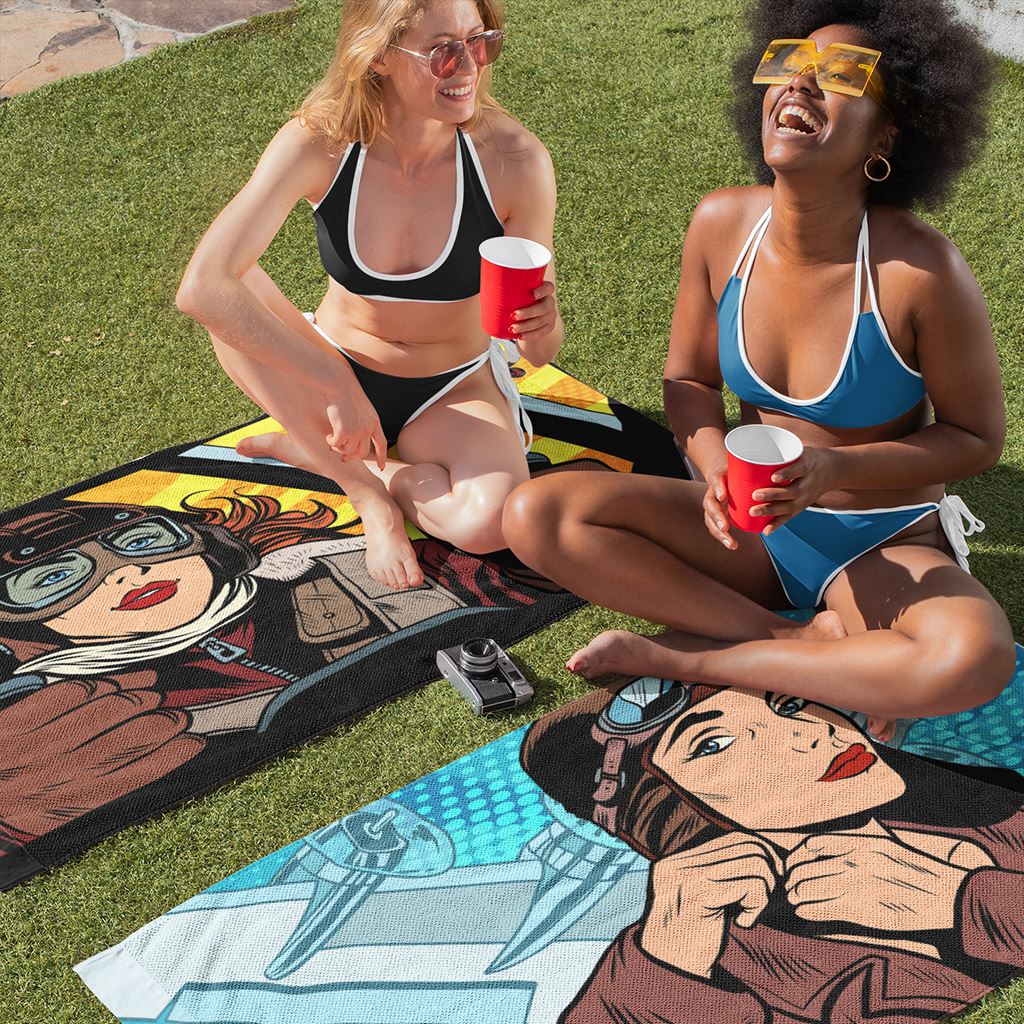 Preflight Focus | Aviatrix Pop Art | Beach Towel Home Decor for women in aviation