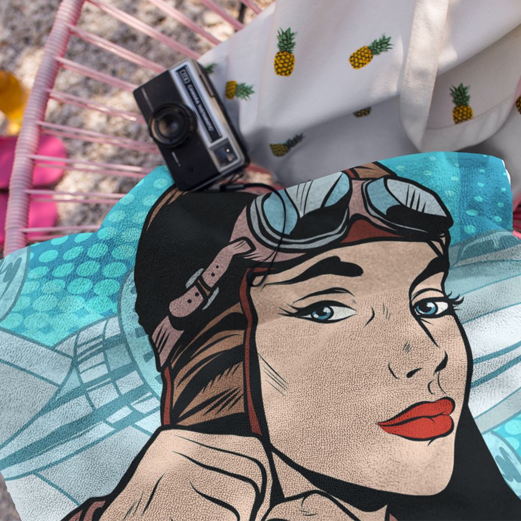 Preflight Focus | Aviatrix Pop Art | Beach Towel Home Decor for women in aviation