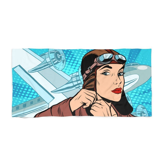 Preflight Focus | Aviatrix Pop Art | Beach Towel Home Decor 30" × 60" for women in aviation