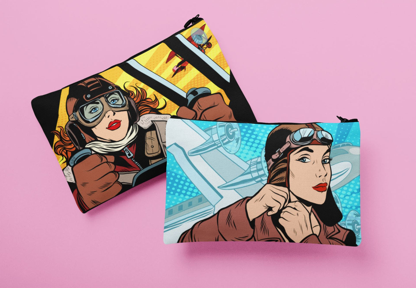 Preflight Focus | Pop Art Aviatrix Zippered Accessory Pouches