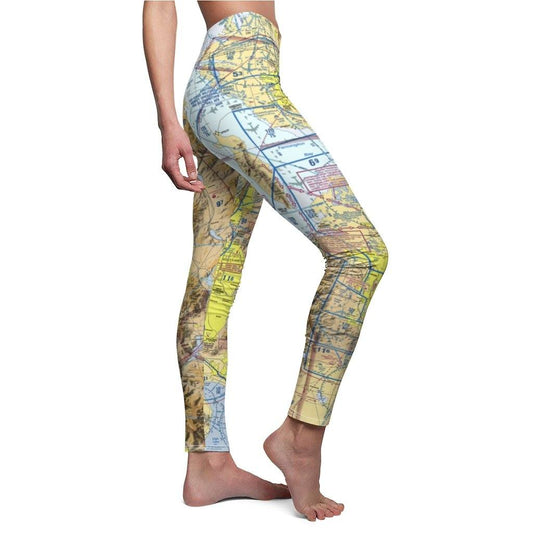 Salt Lake City SLC Chart | Women's Casual Leggings All Over Prints White M for women in aviation