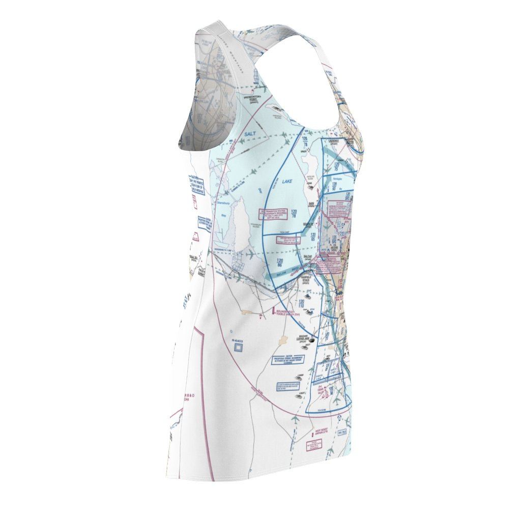 Salt Lake City Women's Flyway Chart Racerback Dress All Over Prints for women in aviation