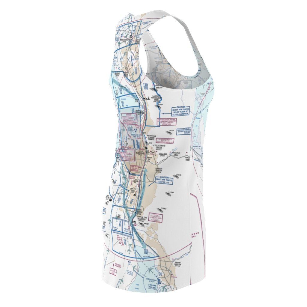 Salt Lake City Women's Flyway Chart Racerback Dress All Over Prints for women in aviation