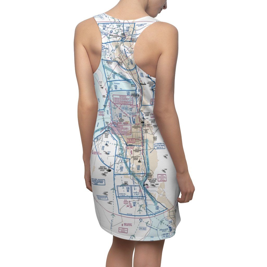 Salt Lake City Women's Flyway Chart Racerback Dress All Over Prints for women in aviation