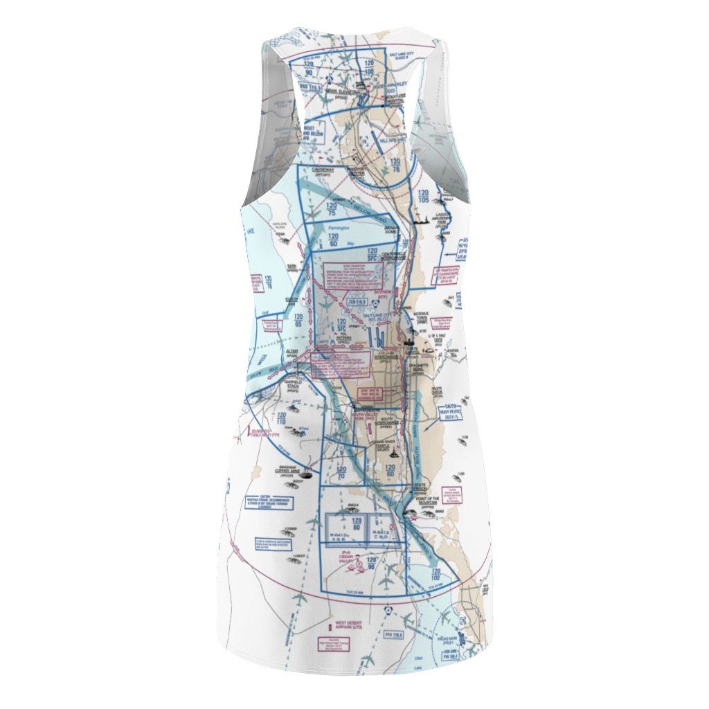 Salt Lake City Women's Flyway Chart Racerback Dress All Over Prints for women in aviation