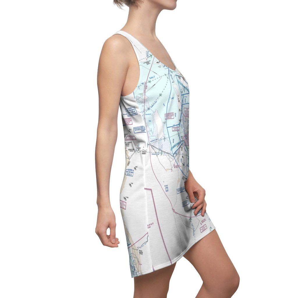 Salt Lake City Women's Flyway Chart Racerback Dress All Over Prints for women in aviation