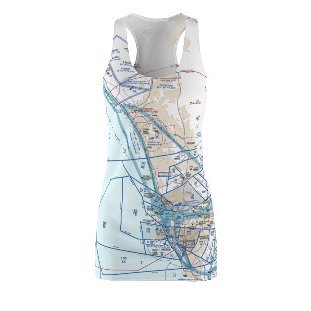 San Diego Women's Flyway Chart Racerback Dress All Over Prints for women in aviation