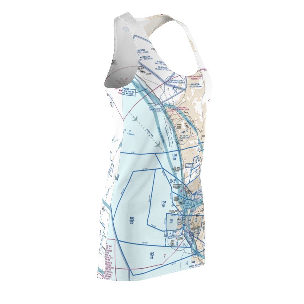 San Diego Women's Flyway Chart Racerback Dress All Over Prints for women in aviation