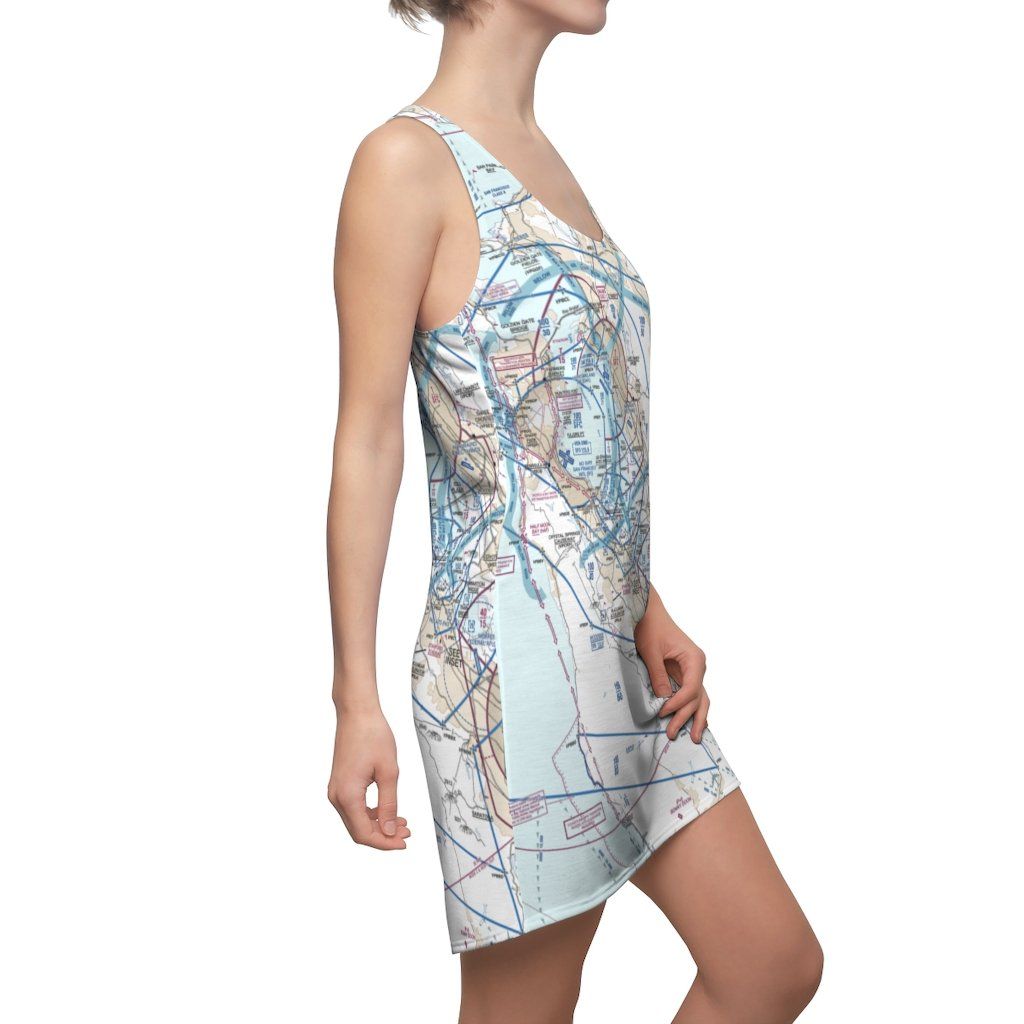 San Francisco Women's Flyway Chart Racerback Dress All Over Prints for women in aviation