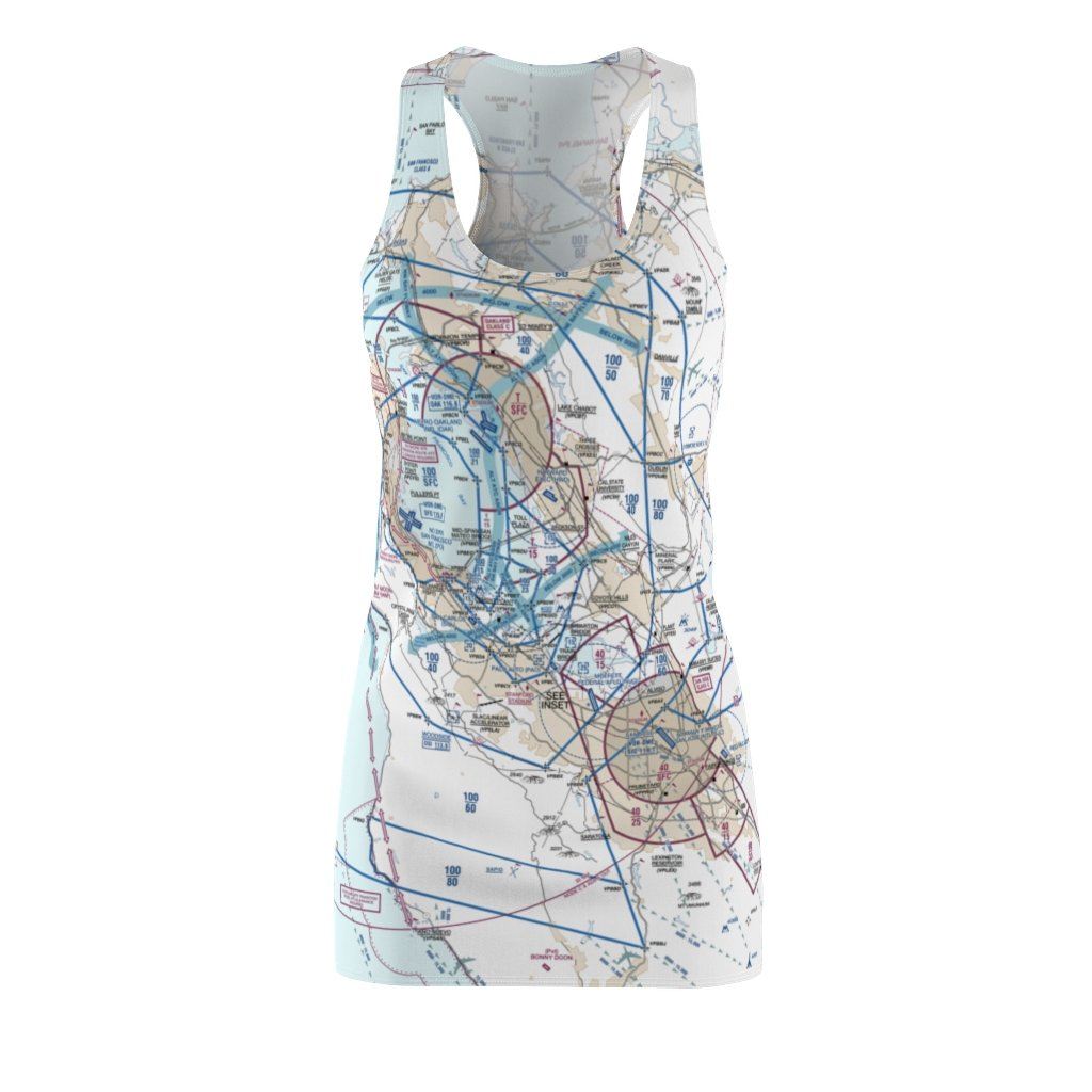San Francisco Women's Flyway Chart Racerback Dress All Over Prints for women in aviation
