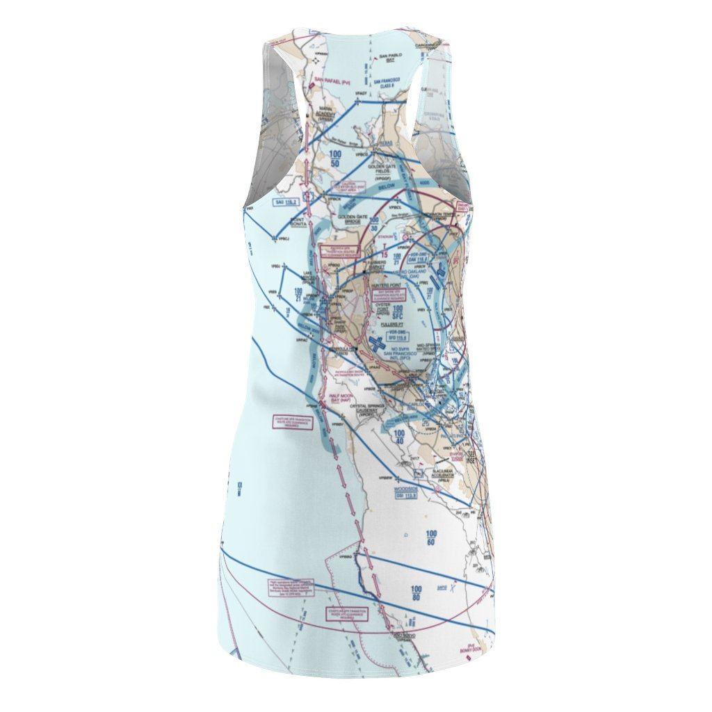 San Francisco Women's Flyway Chart Racerback Dress All Over Prints for women in aviation