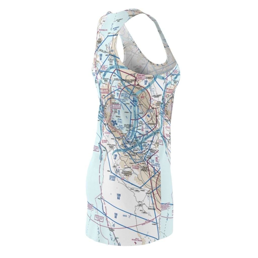 San Francisco Women's Flyway Chart Racerback Dress All Over Prints for women in aviation