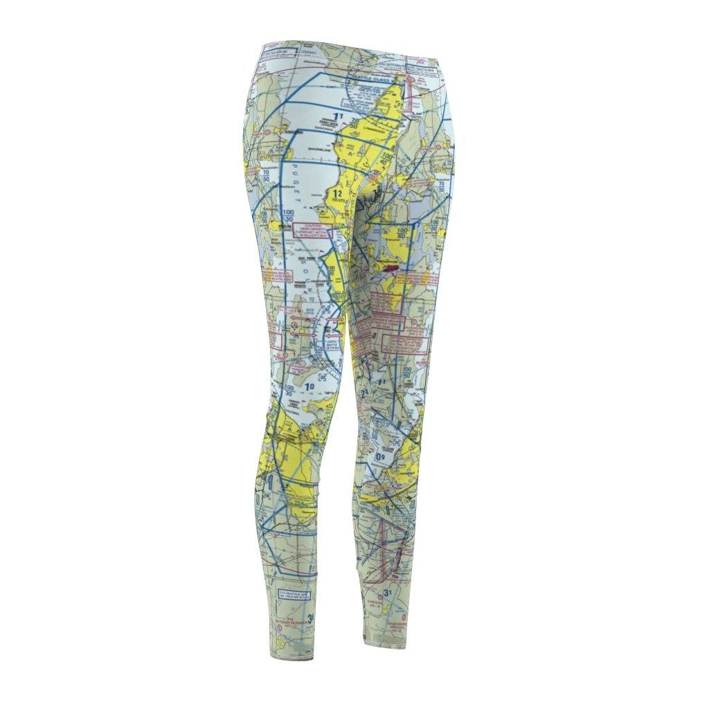 Seattle SEA Chart | Women's Casual Leggings All Over Prints for women in aviation