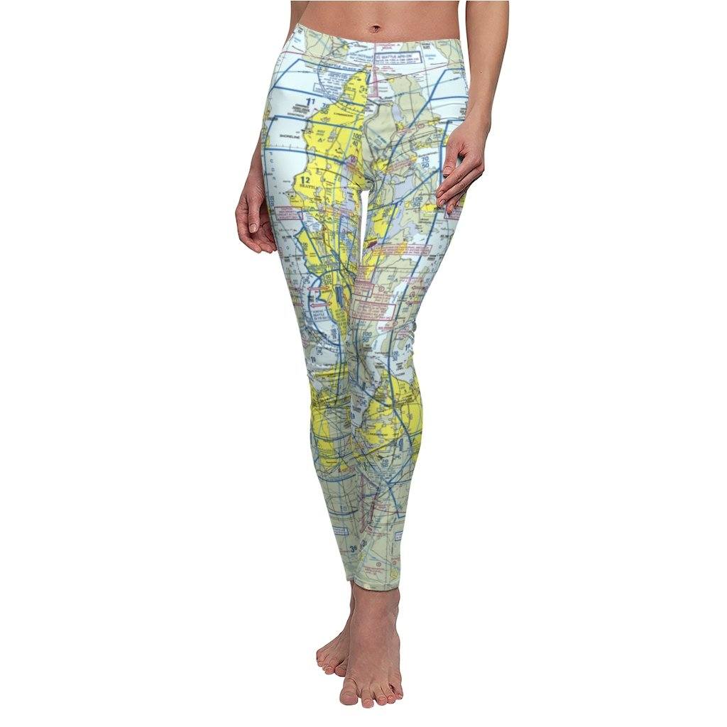Seattle SEA Chart | Women's Casual Leggings All Over Prints for women in aviation