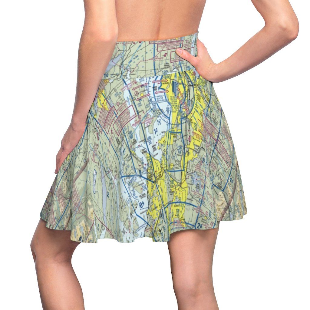 Seattle Terminal Chart | Women's Skirt All Over Prints for women in aviation