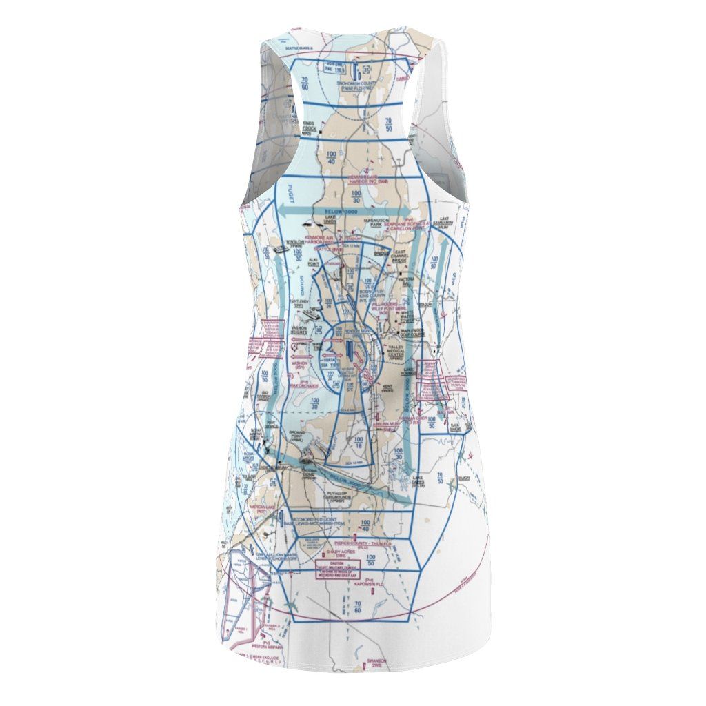 Seattle Women's Flyway Chart Racerback Dress All Over Prints for women in aviation