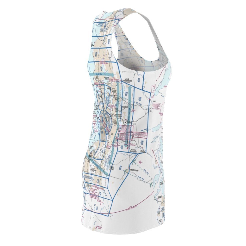 Seattle Women's Flyway Chart Racerback Dress All Over Prints for women in aviation