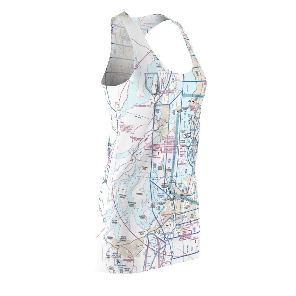 Seattle Women's Flyway Chart Racerback Dress All Over Prints for women in aviation