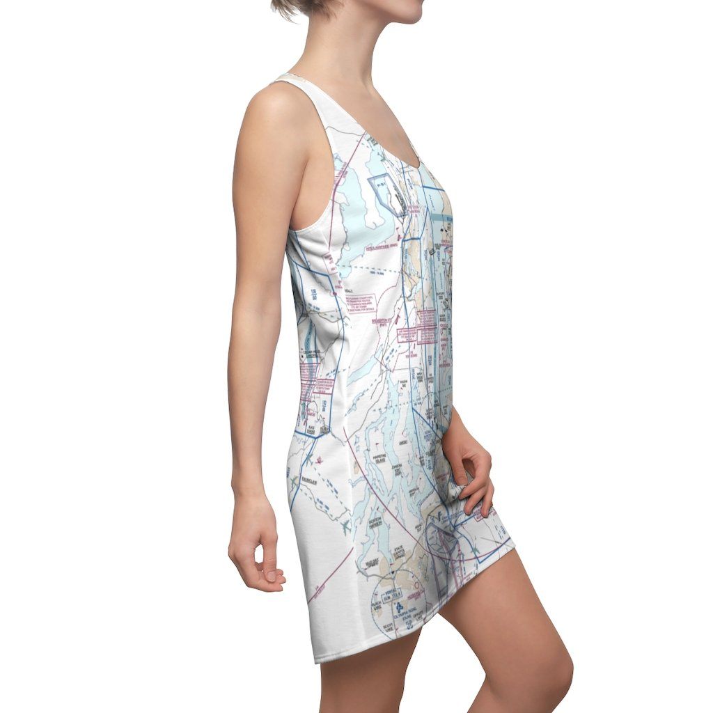 Seattle Women's Flyway Chart Racerback Dress All Over Prints for women in aviation