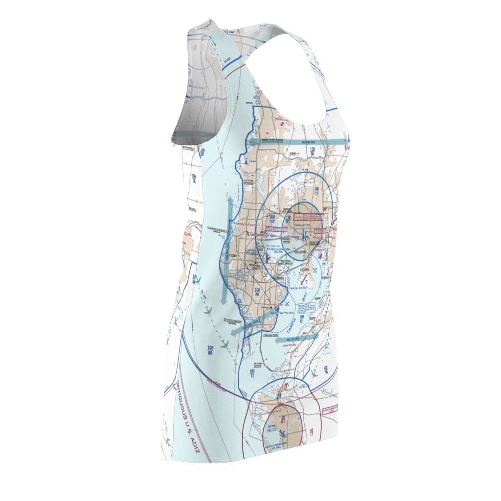 Tampa Women's Flyway Chart Racerback Dress All Over Prints for women in aviation