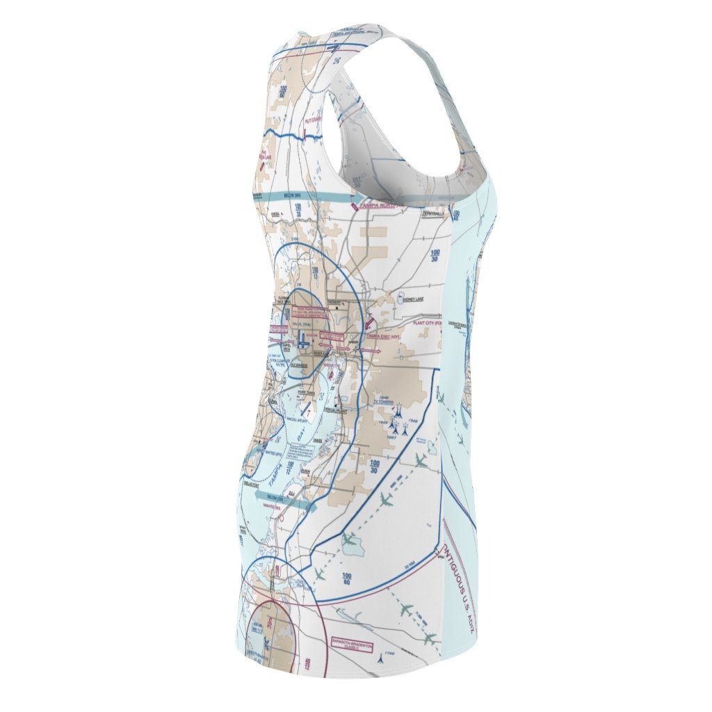 Tampa Women's Flyway Chart Racerback Dress All Over Prints for women in aviation
