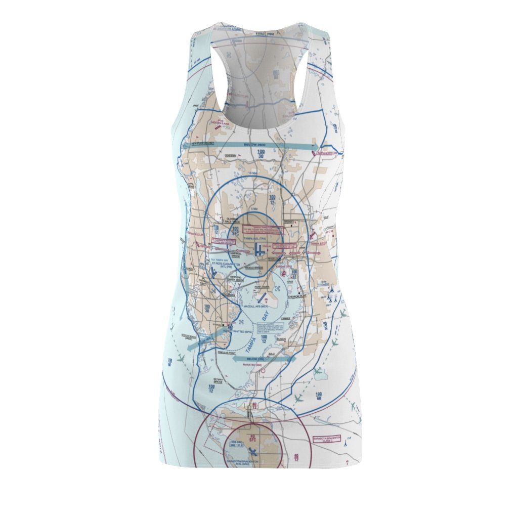 Tampa Women's Flyway Chart Racerback Dress All Over Prints for women in aviation