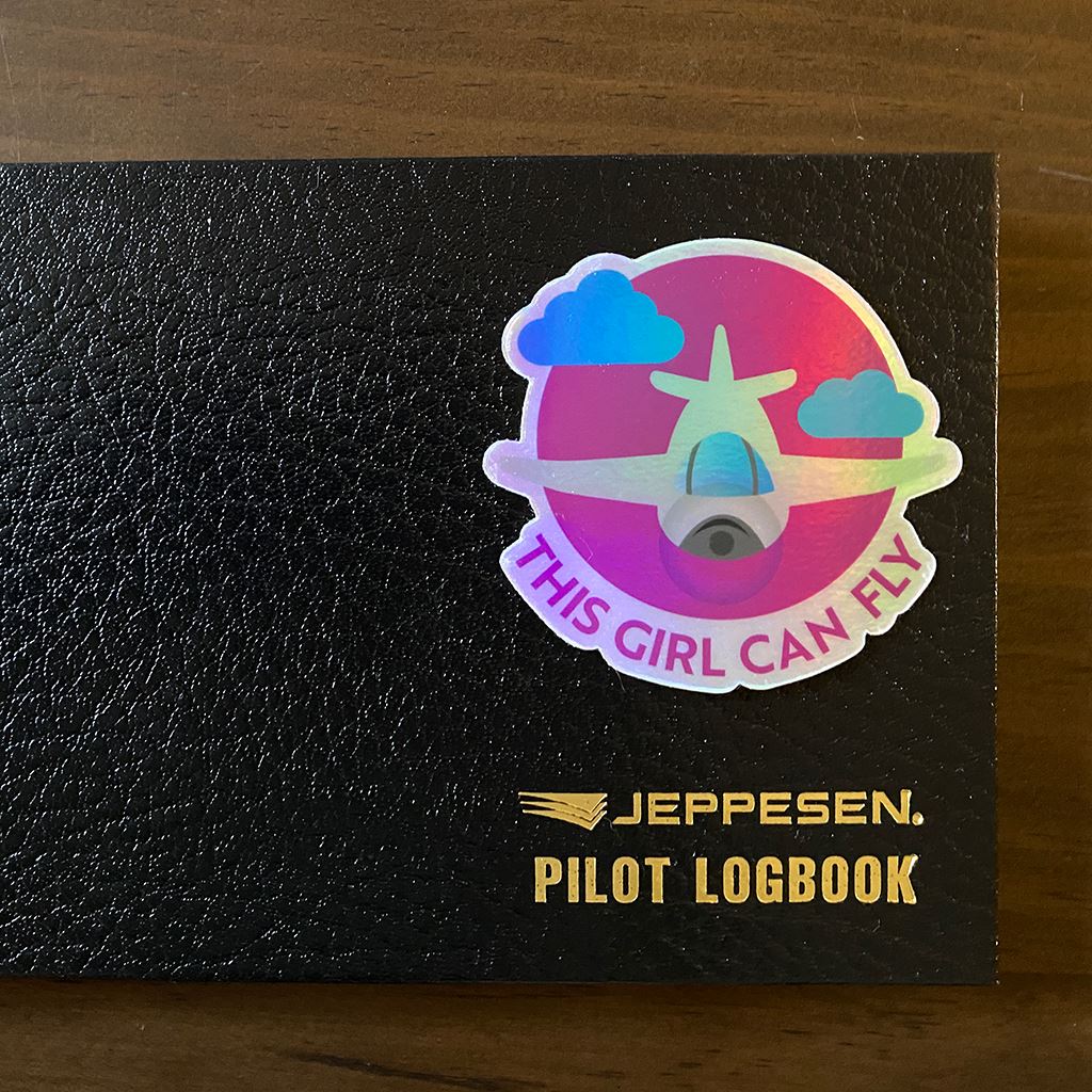 This Girl Can Fly - Airplane | Holographic Sticker Sticker for women in aviation