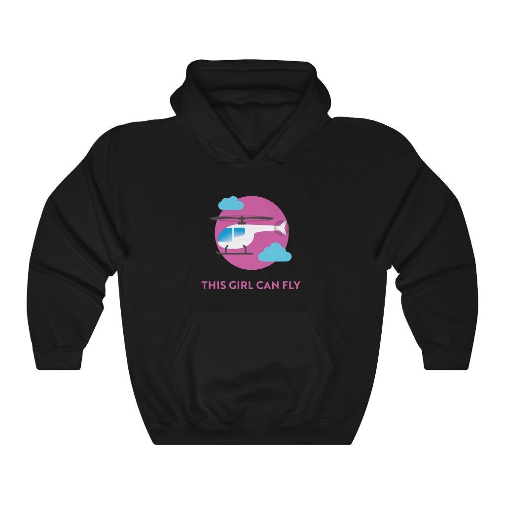 This Girl Can Fly - Helicopter | Private Pilot | 50/50 Unisex Hooded Sweatshirt Hoodie Black S for women in aviation